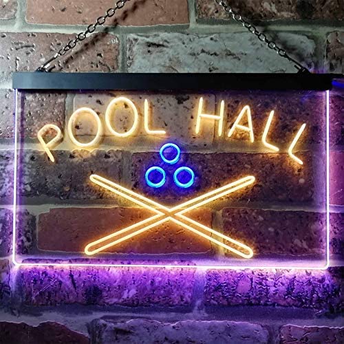 Billiards Pool Hall Dual LED Neon Light Sign